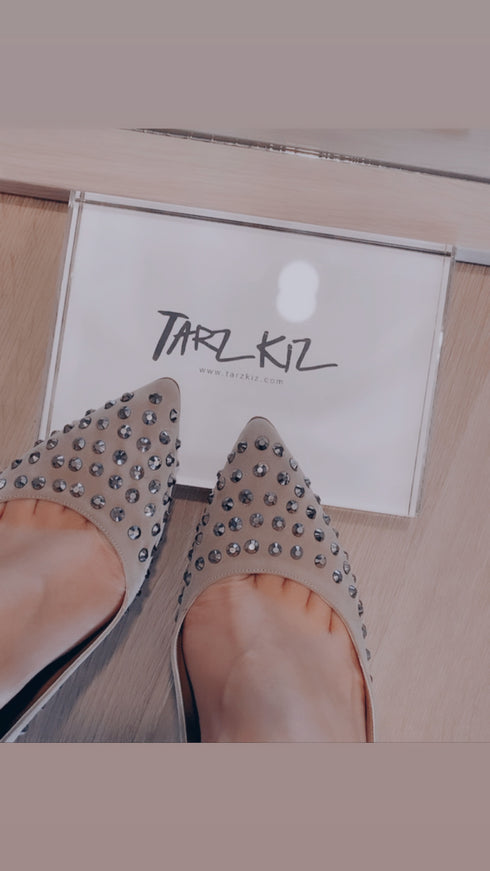 BALL NUDE SÜET KRİSTAL TAŞLI STILETTO